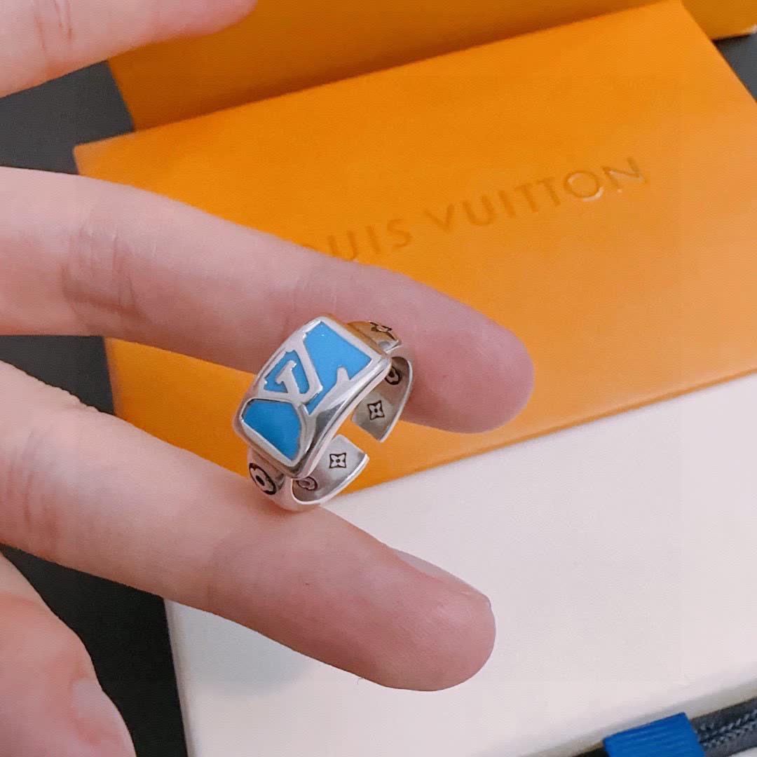 Louis Vuitton Blue Enamel Ring